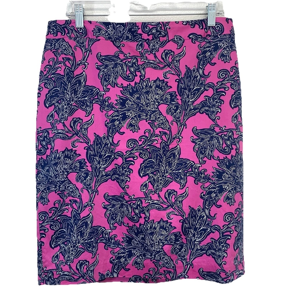 Van Heusen Skirt Purple Flowers Knee Length 100% Cotton Lined Sz 12 Business New
